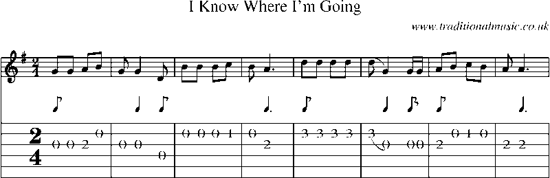 Guitar Tab and Sheet Music for I Know Where I'm Going