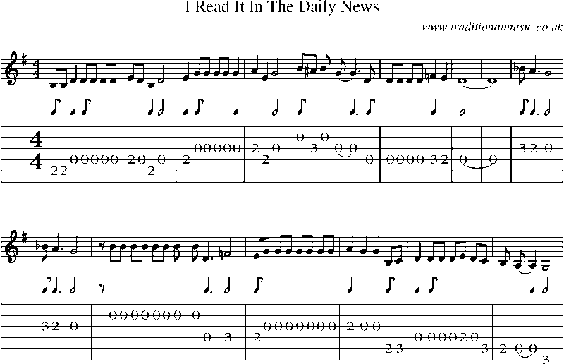 Guitar Tab and Sheet Music for I Read It In The Daily News