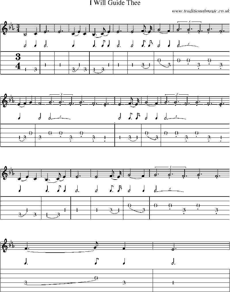 Guitar Tab and Sheet Music for I Will Guide Thee
