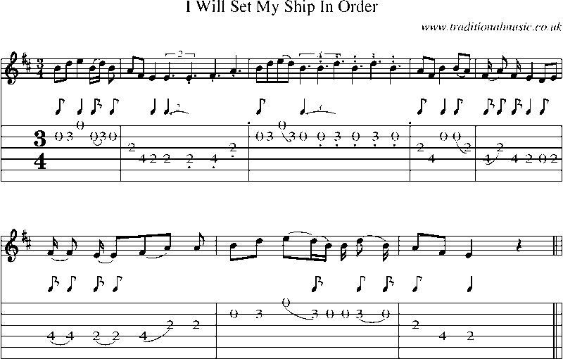 Guitar Tab and Sheet Music for I Will Set My Ship In Order1