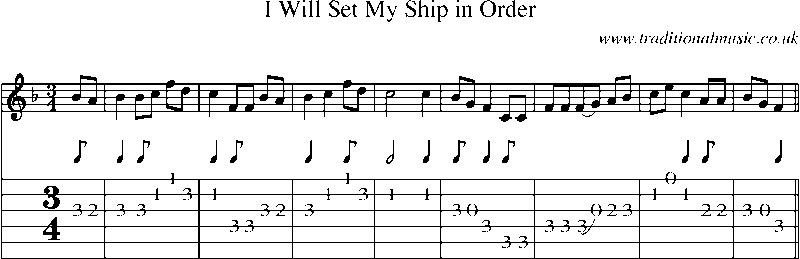 Guitar Tab and Sheet Music for I Will Set My Ship In Order3