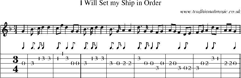 Guitar Tab and Sheet Music for I Will Set My Ship In Order5