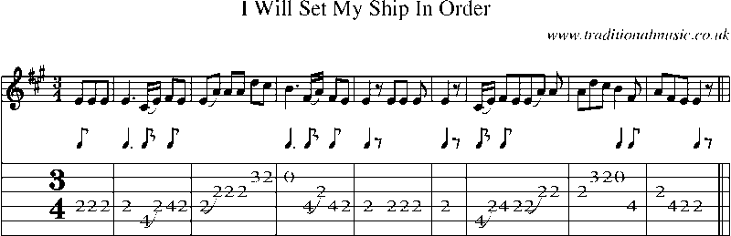 Guitar Tab and Sheet Music for I Will Set My Ship In Order6