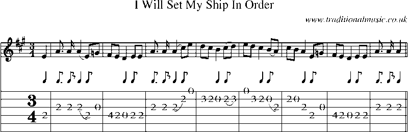Guitar Tab and Sheet Music for I Will Set My Ship In Order7