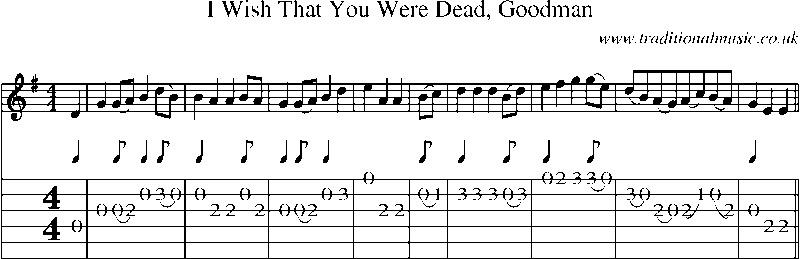 Guitar Tab and Sheet Music for I Wish That You Were Dead, Goodman