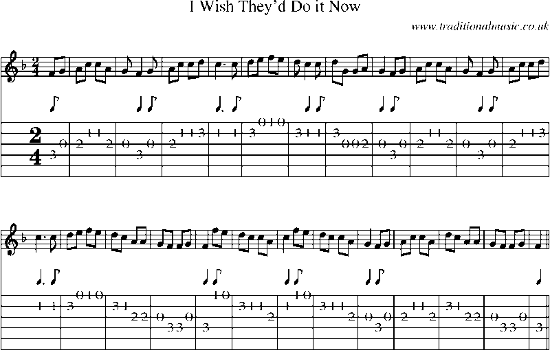 Guitar Tab and Sheet Music for I Wish They'd Do It Now