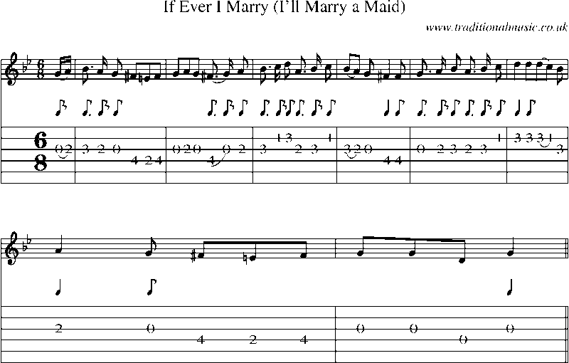 Guitar Tab and Sheet Music for If Ever I Marry (i'll Marry A Maid)