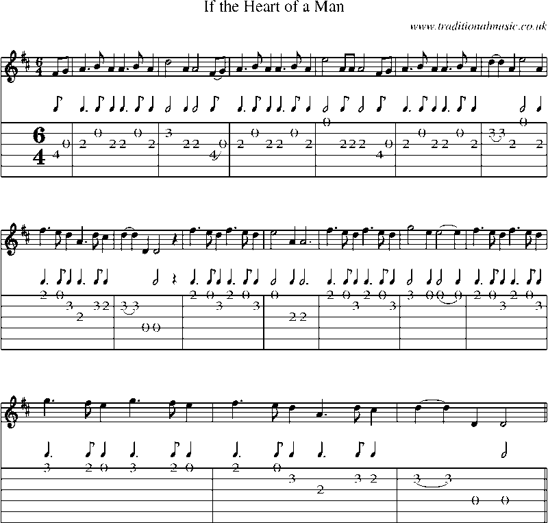 Guitar Tab and Sheet Music for If The Heart Of A Man