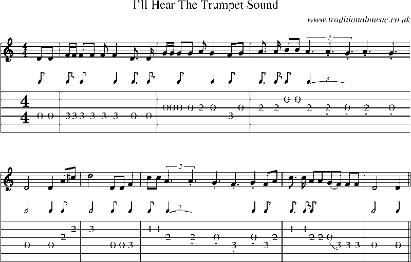 Guitar Tab and Sheet Music for I'll Hear The Trumpet Sound