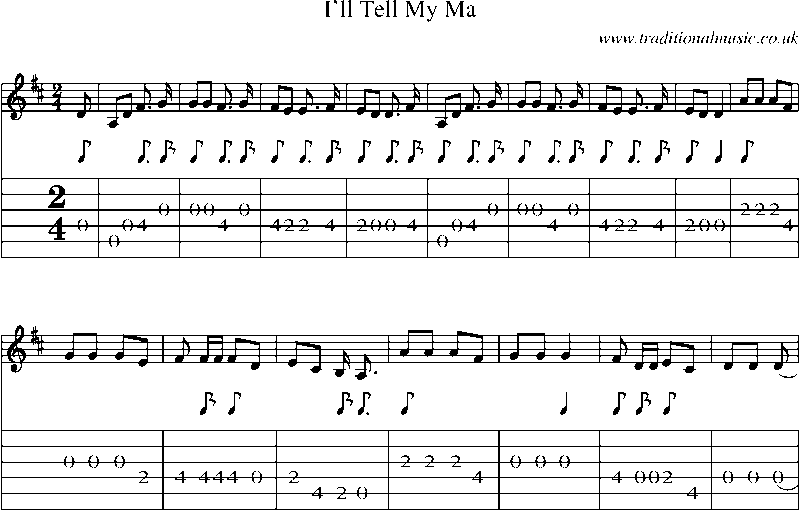 Guitar Tab and Sheet Music for I'll Tell My Ma