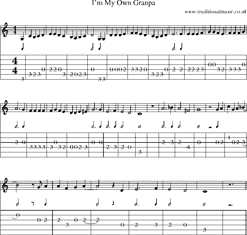 Guitar Tab and Sheet Music for I'm My Own Granpa