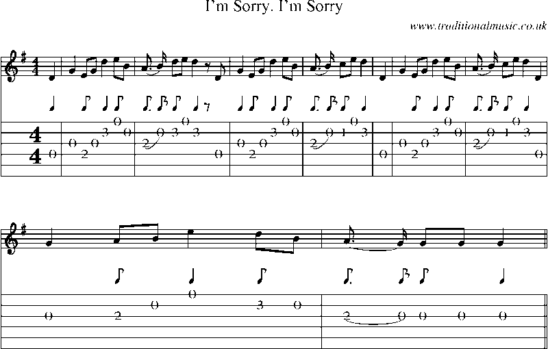 Guitar Tab and Sheet Music for I'm Sorry. I'm Sorry