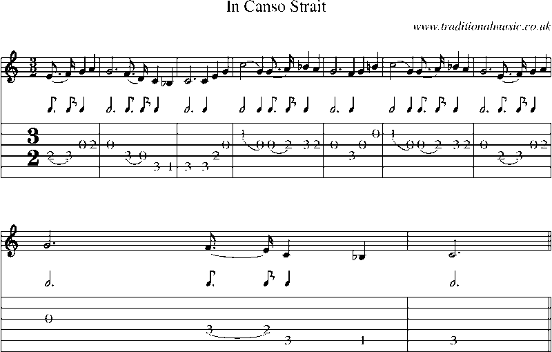 Guitar Tab and Sheet Music for In Canso Strait