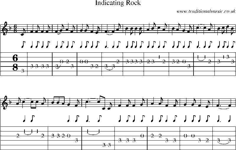 Guitar Tab and Sheet Music for Indicating Rock