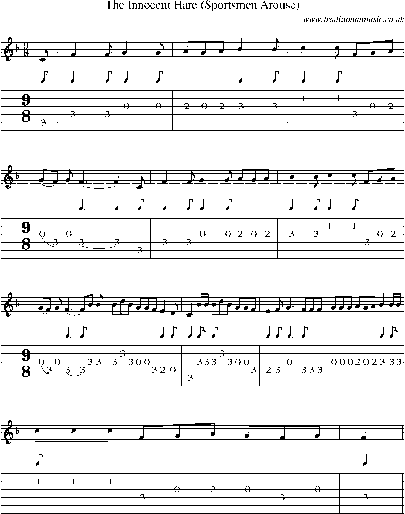 Guitar Tab and Sheet Music for The Innocent Hare (sportsmen Arouse)