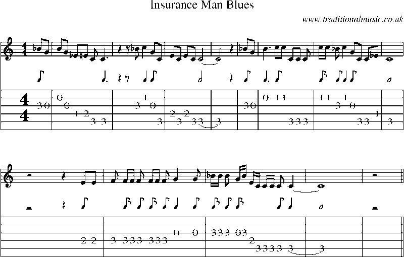 Guitar Tab and Sheet Music for Insurance Man Blues