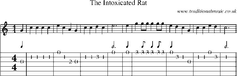 Guitar Tab and Sheet Music for The Intoxicated Rat