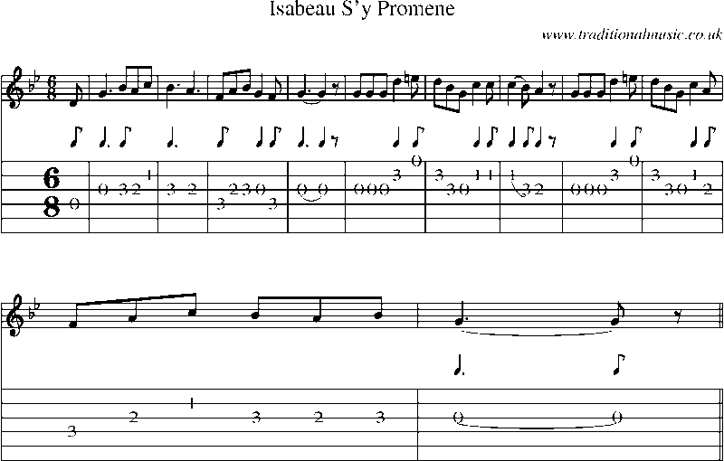 Guitar Tab and Sheet Music for Isabeau S'y Promene