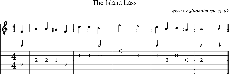 Guitar Tab and Sheet Music for The Island Lass