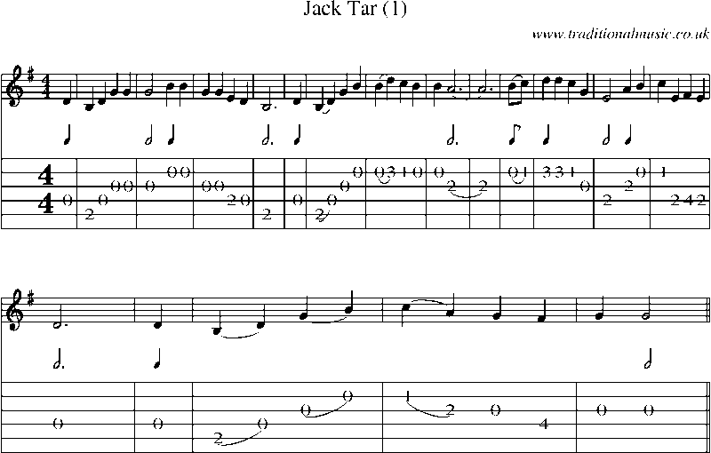 Guitar Tab and Sheet Music for Jack Tar (1)