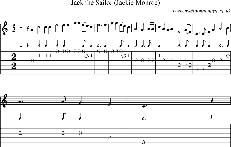 Guitar Tab and Sheet Music for Jack The Sailor (jackie Monroe)