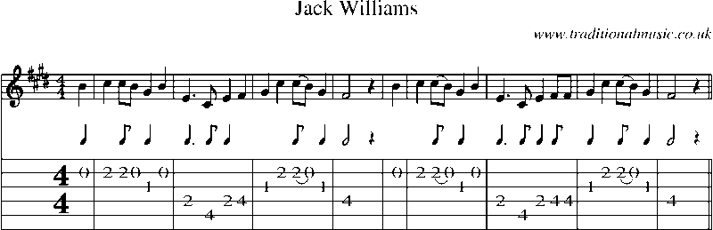 Guitar Tab and Sheet Music for Jack Williams