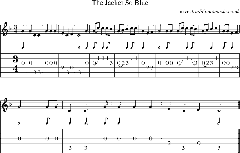Guitar Tab and Sheet Music for The Jacket So Blue
