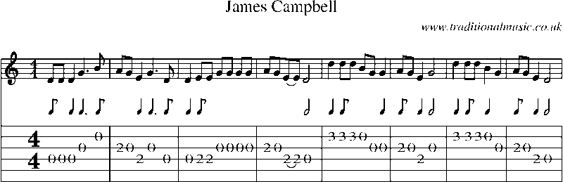 Guitar Tab and Sheet Music for James Campbell