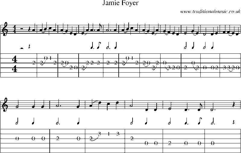 Guitar Tab and Sheet Music for Jamie Foyer