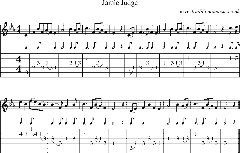 Guitar Tab and Sheet Music for Jamie Judge