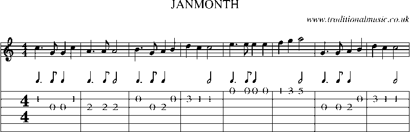 Guitar Tab and Sheet Music for Janmonth