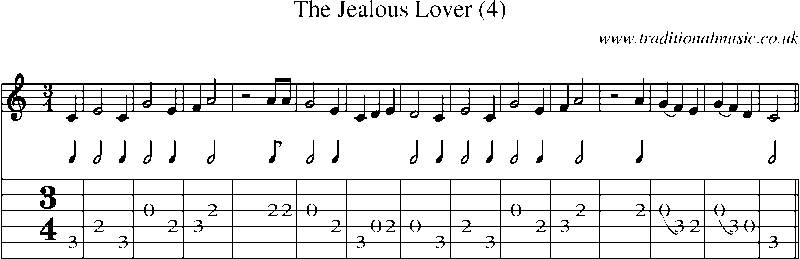 Guitar Tab and Sheet Music for The Jealous Lover(1)