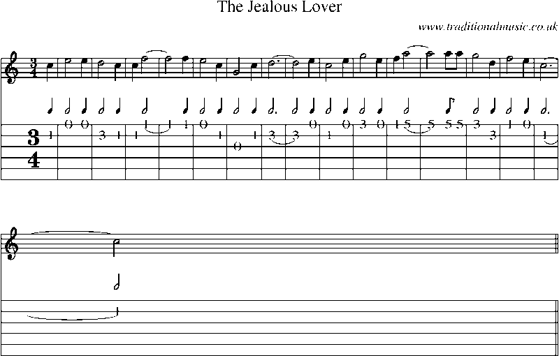 Guitar Tab and Sheet Music for The Jealous Lover(2)