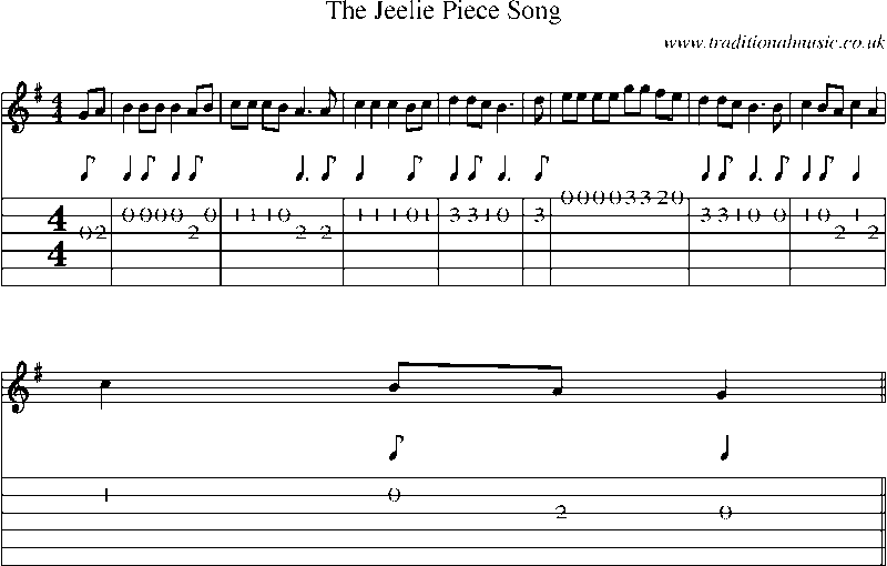 Guitar Tab and Sheet Music for The Jeelie Piece Song