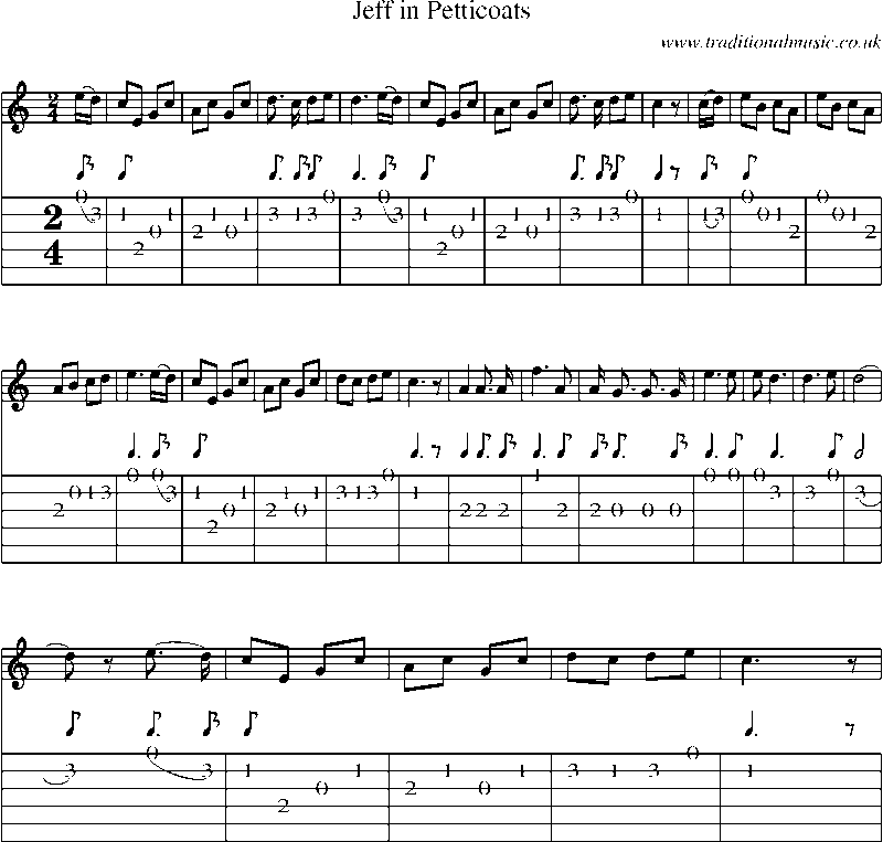 Guitar Tab and Sheet Music for Jeff In Petticoats