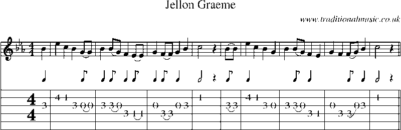 Guitar Tab and Sheet Music for Jellon Graeme