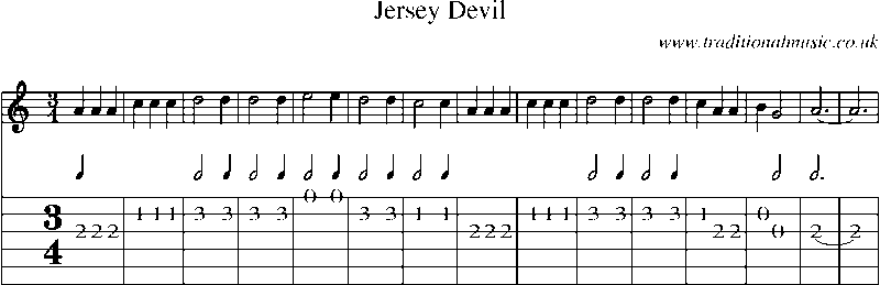 Guitar Tab and Sheet Music for Jersey Devil