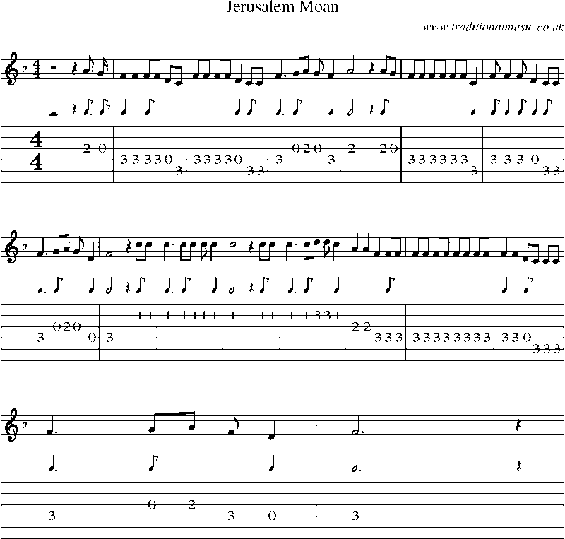 Guitar Tab and Sheet Music for Jerusalem Moan