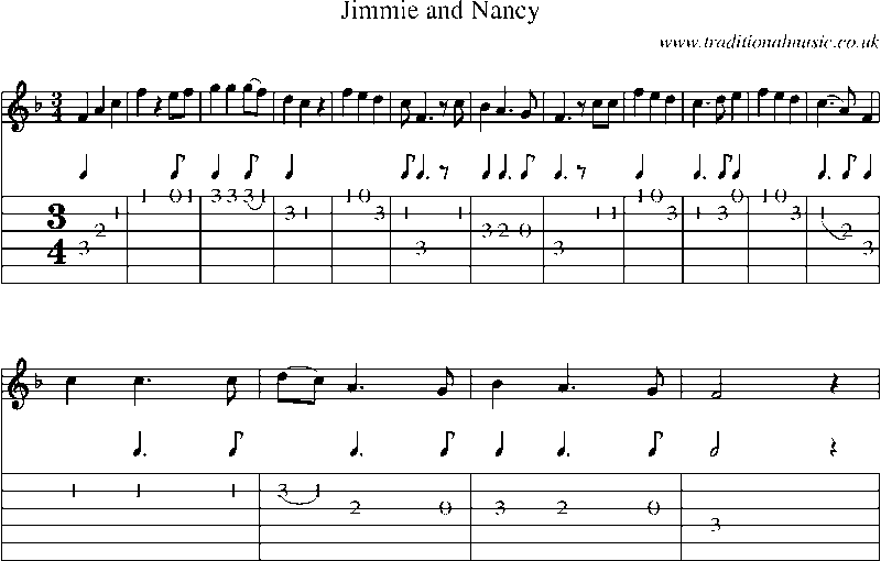 Guitar Tab and Sheet Music for Jimmie And Nancy
