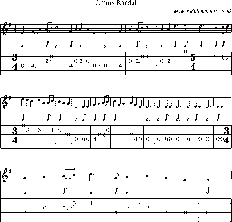 Guitar Tab and Sheet Music for Jimmy Randal