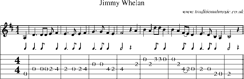 Guitar Tab and Sheet Music for Jimmy Whelan