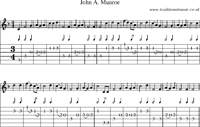 Guitar Tab and Sheet Music for John A. Munroe