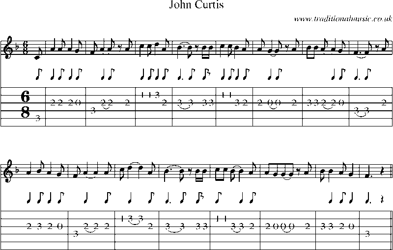 Guitar Tab and Sheet Music for John Curtis