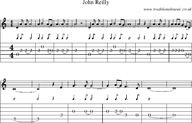 Guitar Tab and Sheet Music for John Reilly