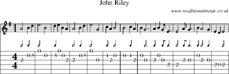 Guitar Tab and Sheet Music for John Riley