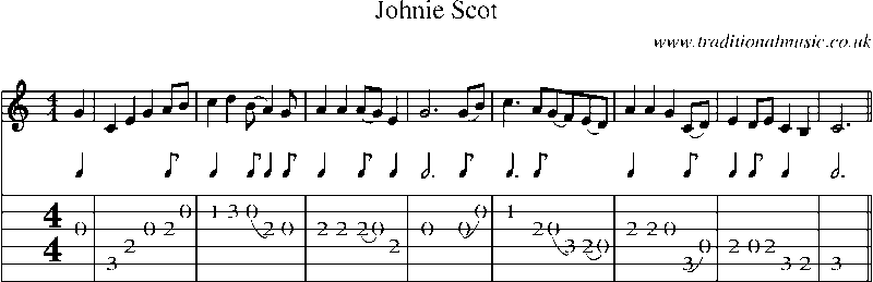 Guitar Tab and Sheet Music for Johnie Scot