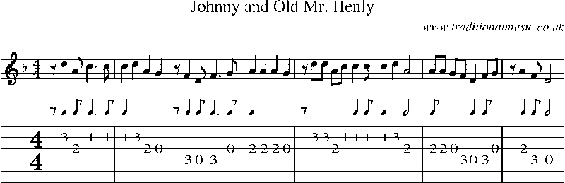 Guitar Tab and Sheet Music for Johnny And Old Mr. Henly