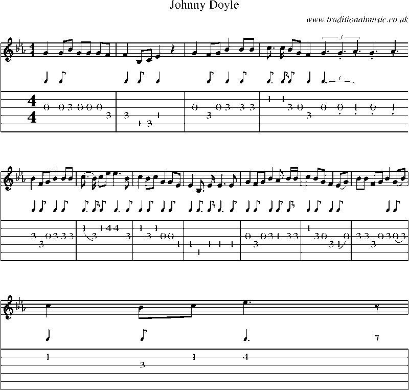 Guitar Tab and Sheet Music for Johnny Doyle(1)