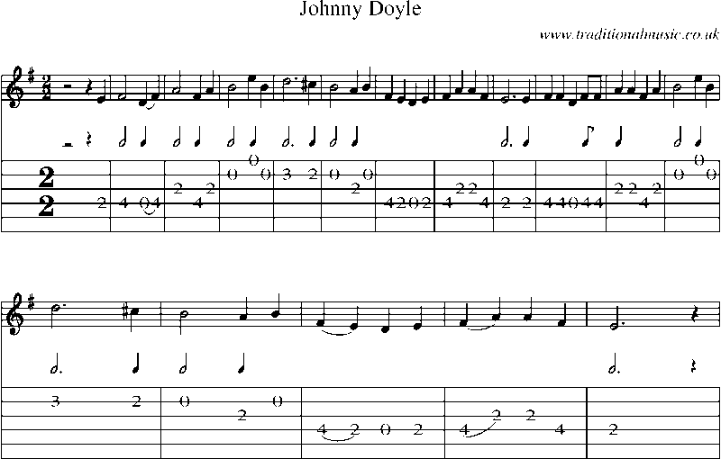 Guitar Tab and Sheet Music for Johnny Doyle
