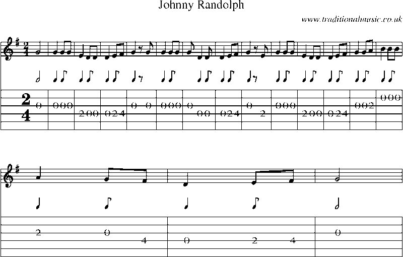 Guitar Tab and Sheet Music for Johnny Randolph